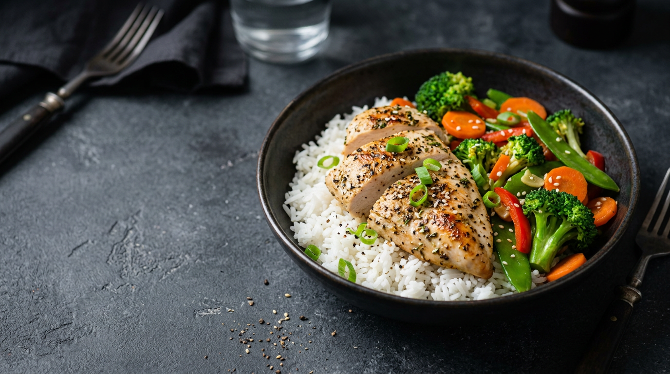 Shift worker nutrition - chicken vegetables & rice